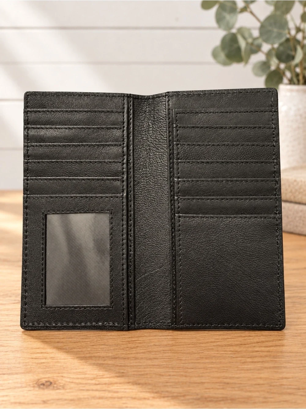 Western Brown Leather Mens Long Wallet with Silver Concho